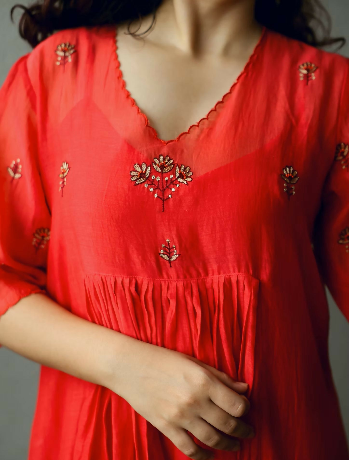 Mulchanderi Hand-Embroidered Kurta Set