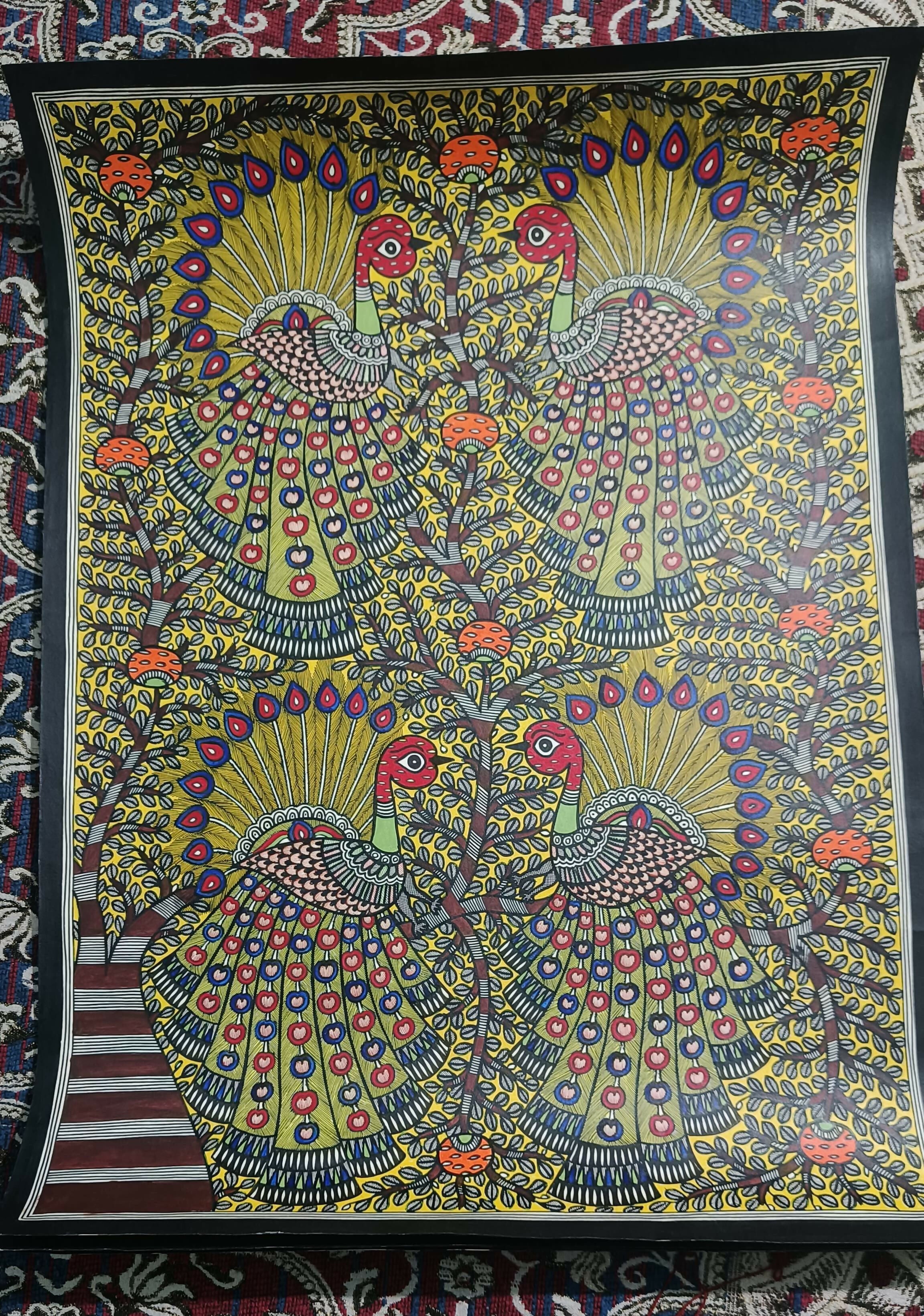 THE TREE OF GRACE - Madhubani Art Peacock