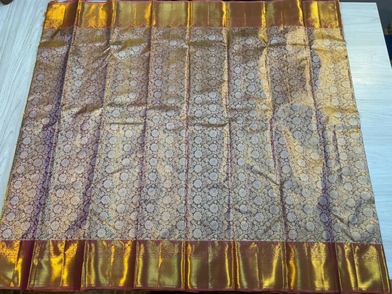 Aarti Gold Drape - Pure Handloom Kanchi Pattu Bridal Sarees