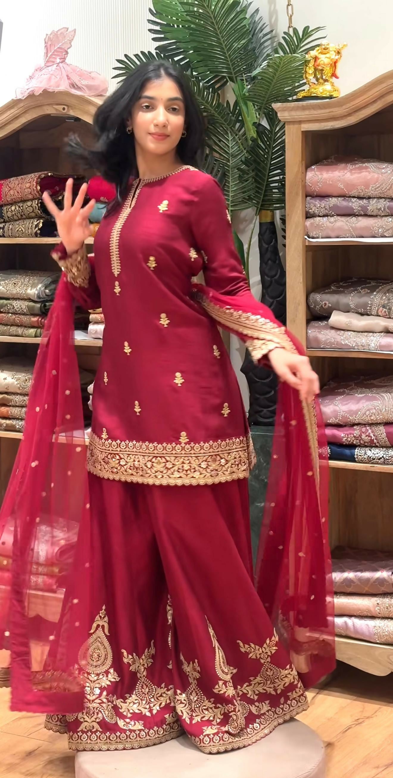 Exclusive Designer Sequence Embroidered 3-Piece Gown Set
