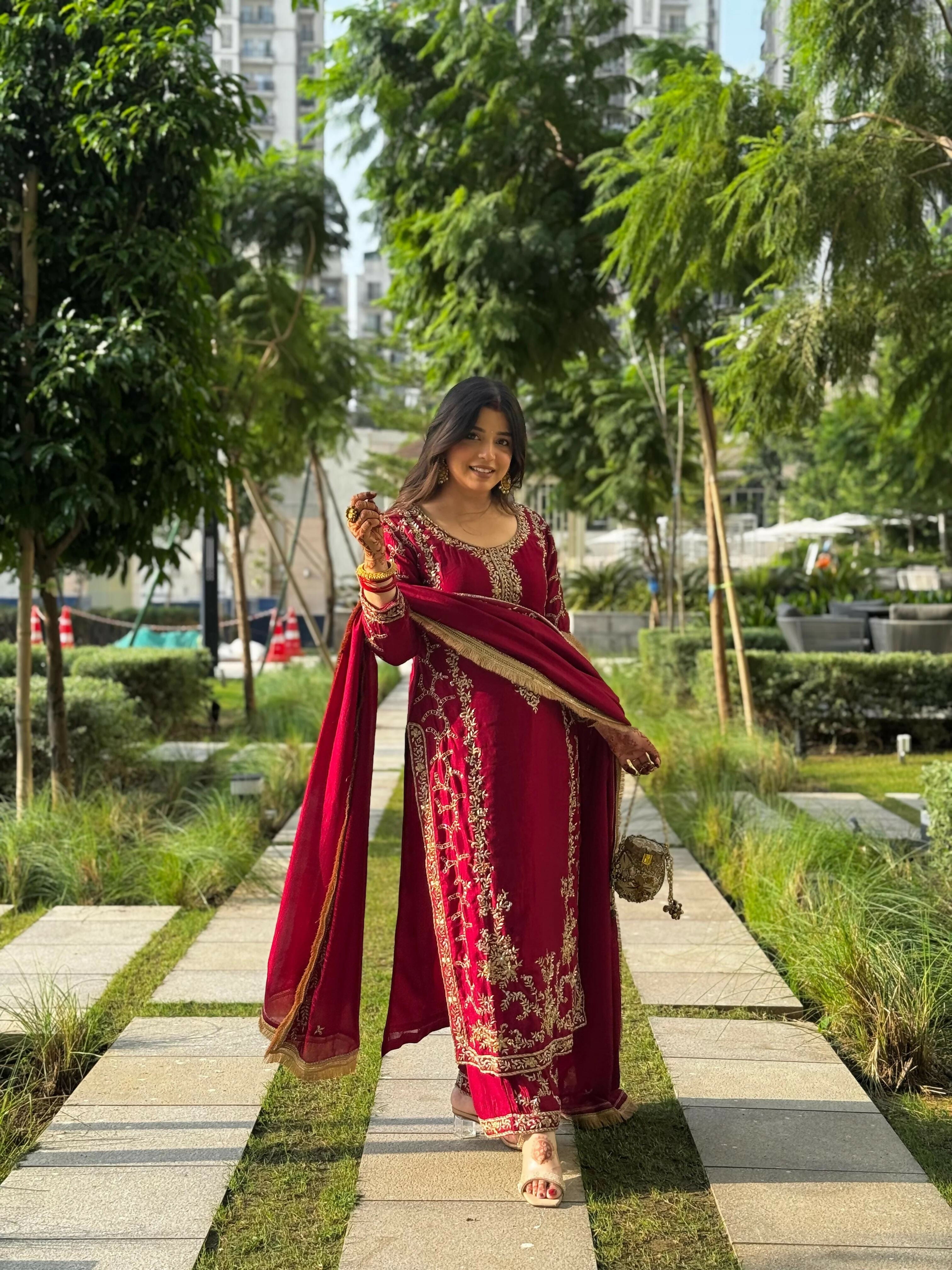 Georgette Plazzo Suit Set