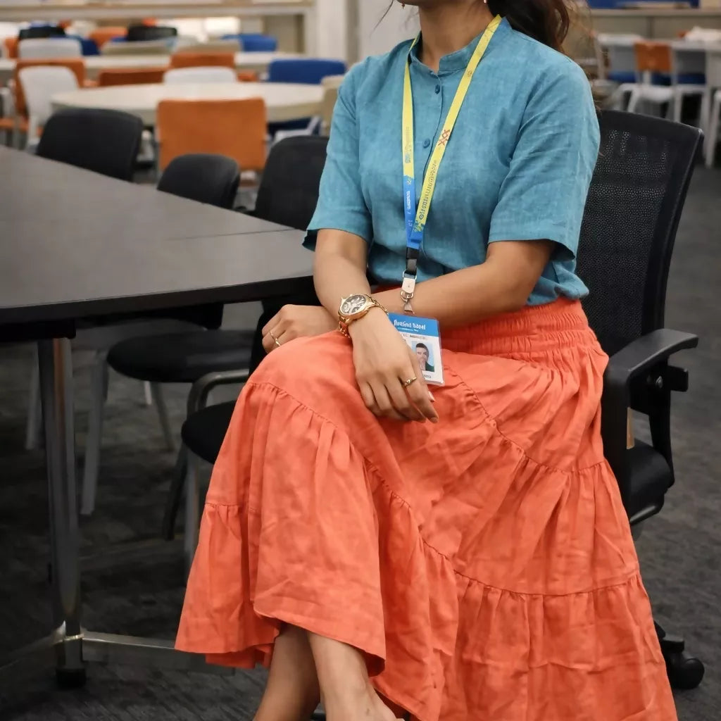 SAVANNAH - Pastel Orange Multi Tiered Cotton Ruffle Skirt - Full Circle Long Maxi Skirt.