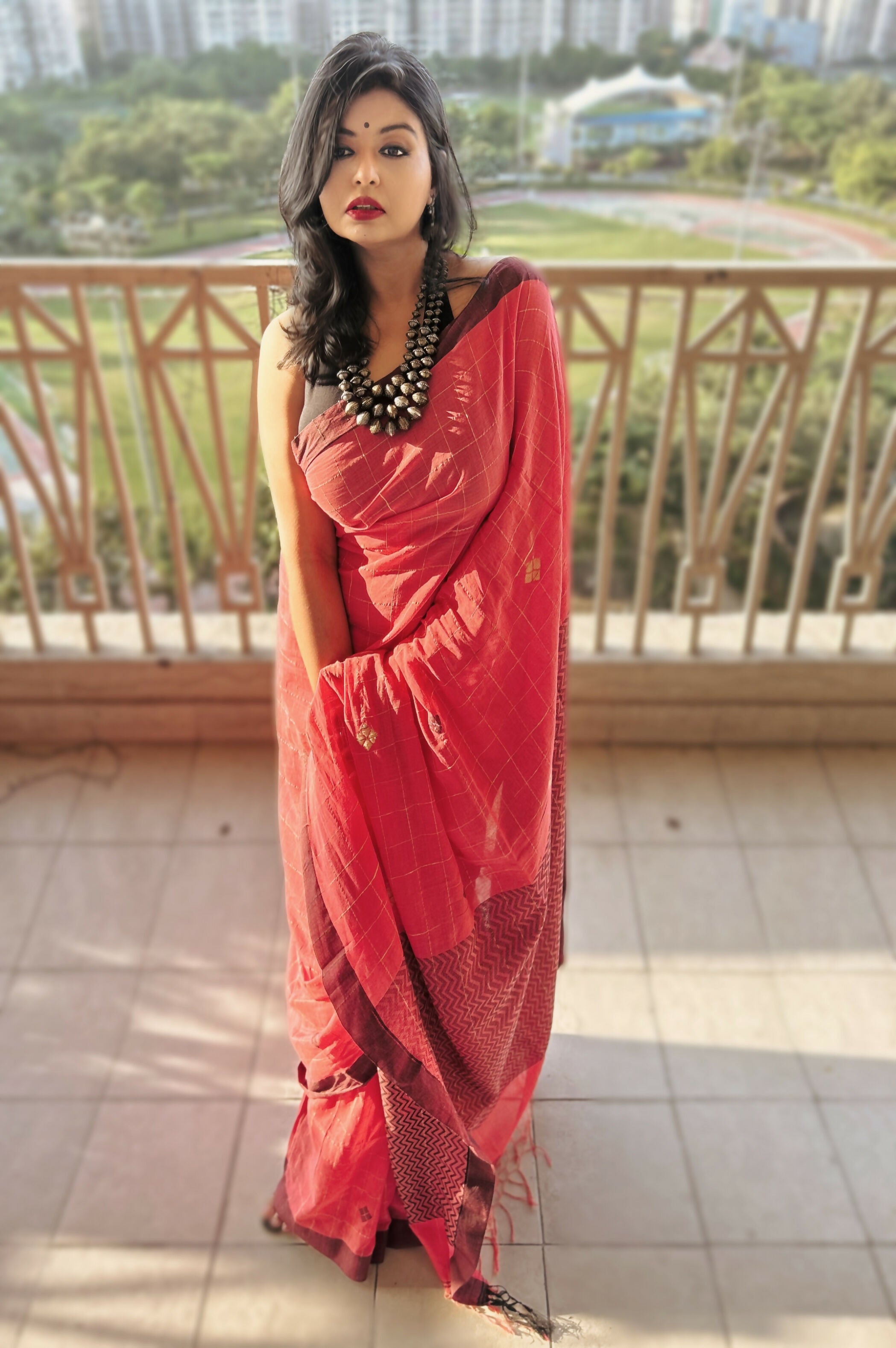 Dusky Pink Rose Bengal Loom Handwoven Saree