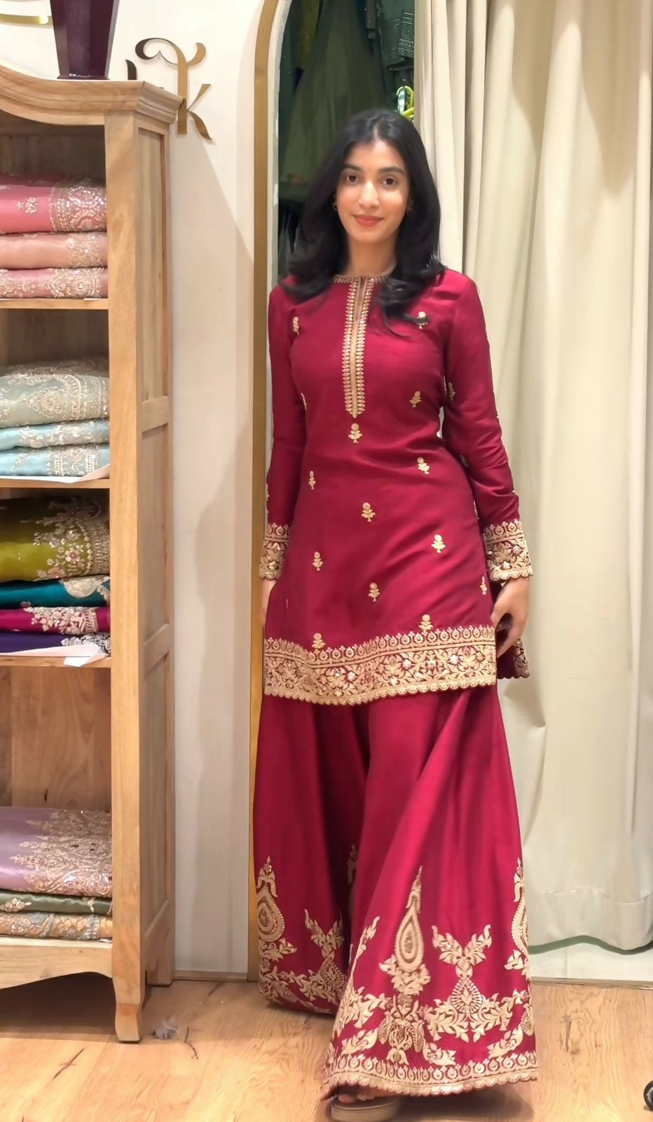 Exclusive Designer Sequence Embroidered 3-Piece Gown Set