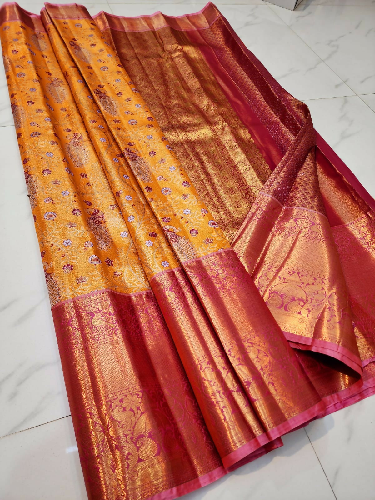 Kanchi Temple Weave - Semi-Tissue Kanchi Bridal Sarees