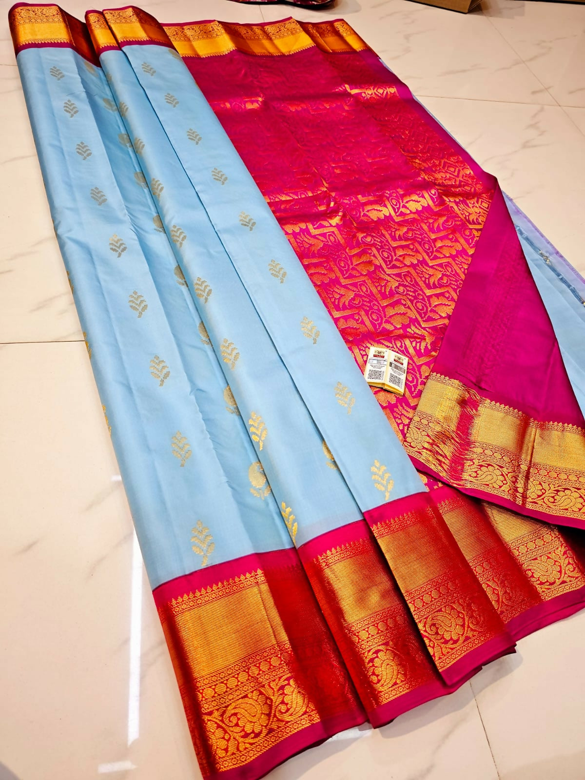 Sky & Rose - Pure Handloom Kanchi Pattu Bridal Sarees