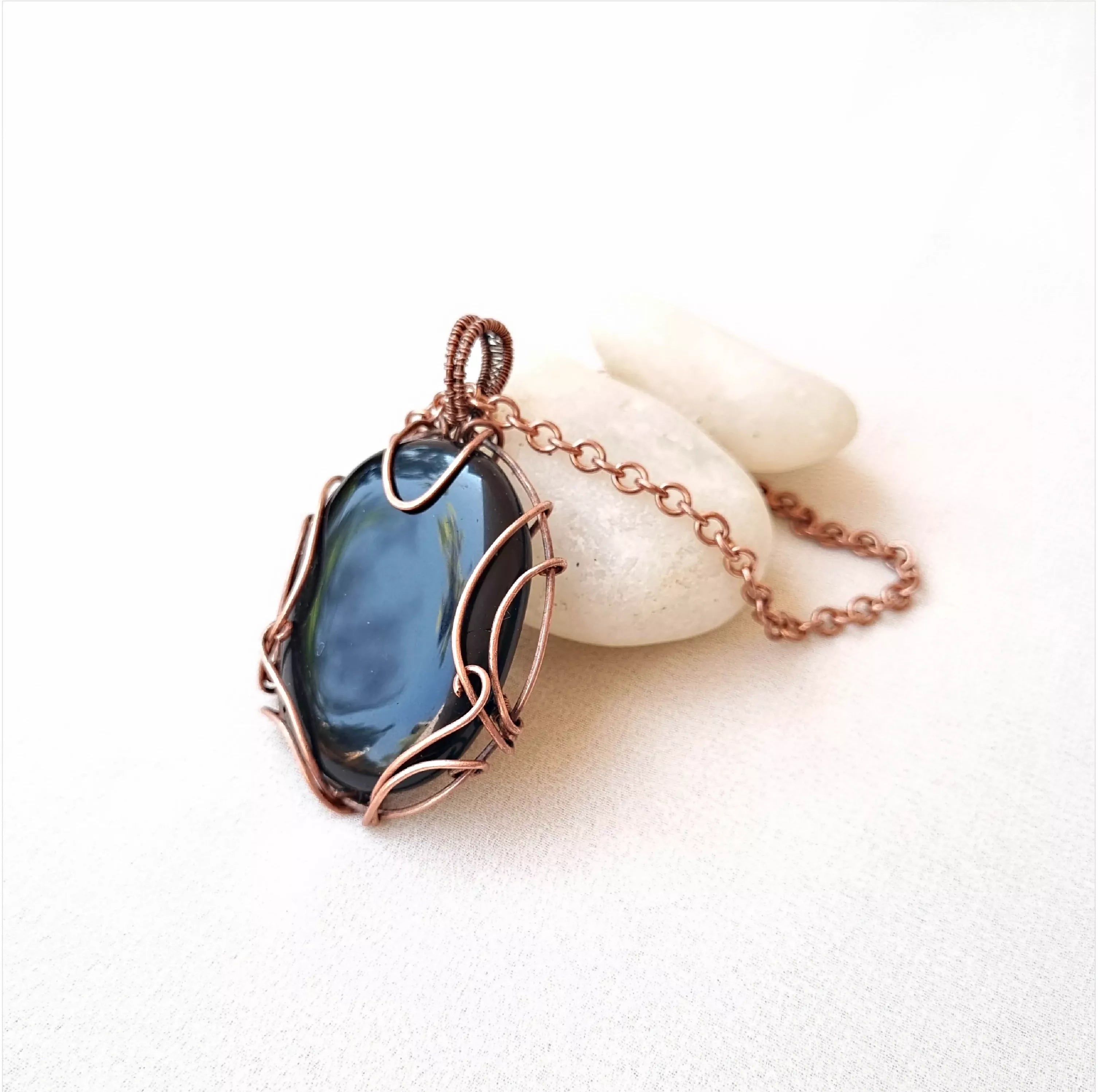 Midnight Ember - Black Onyx and Copper Necklace