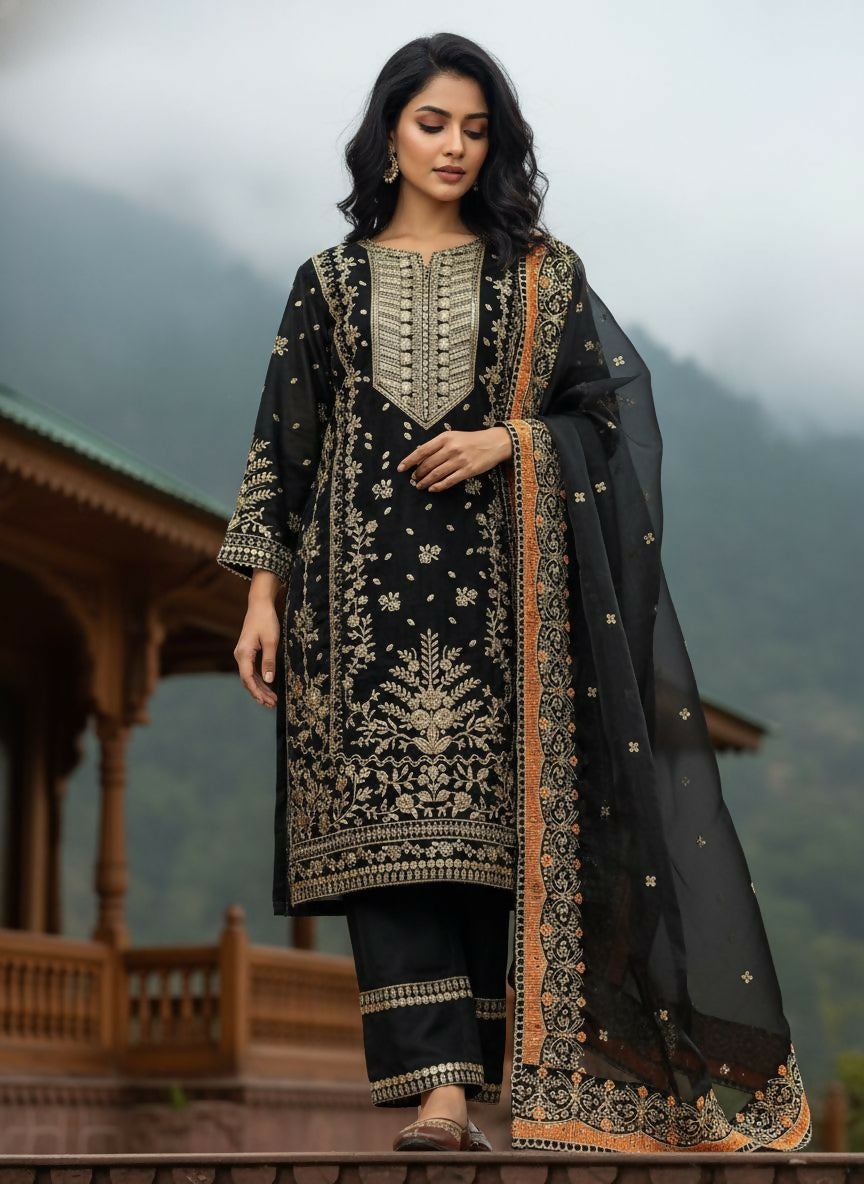 GMY Silk Edition Kurti & Plazzo Set with Dupatta