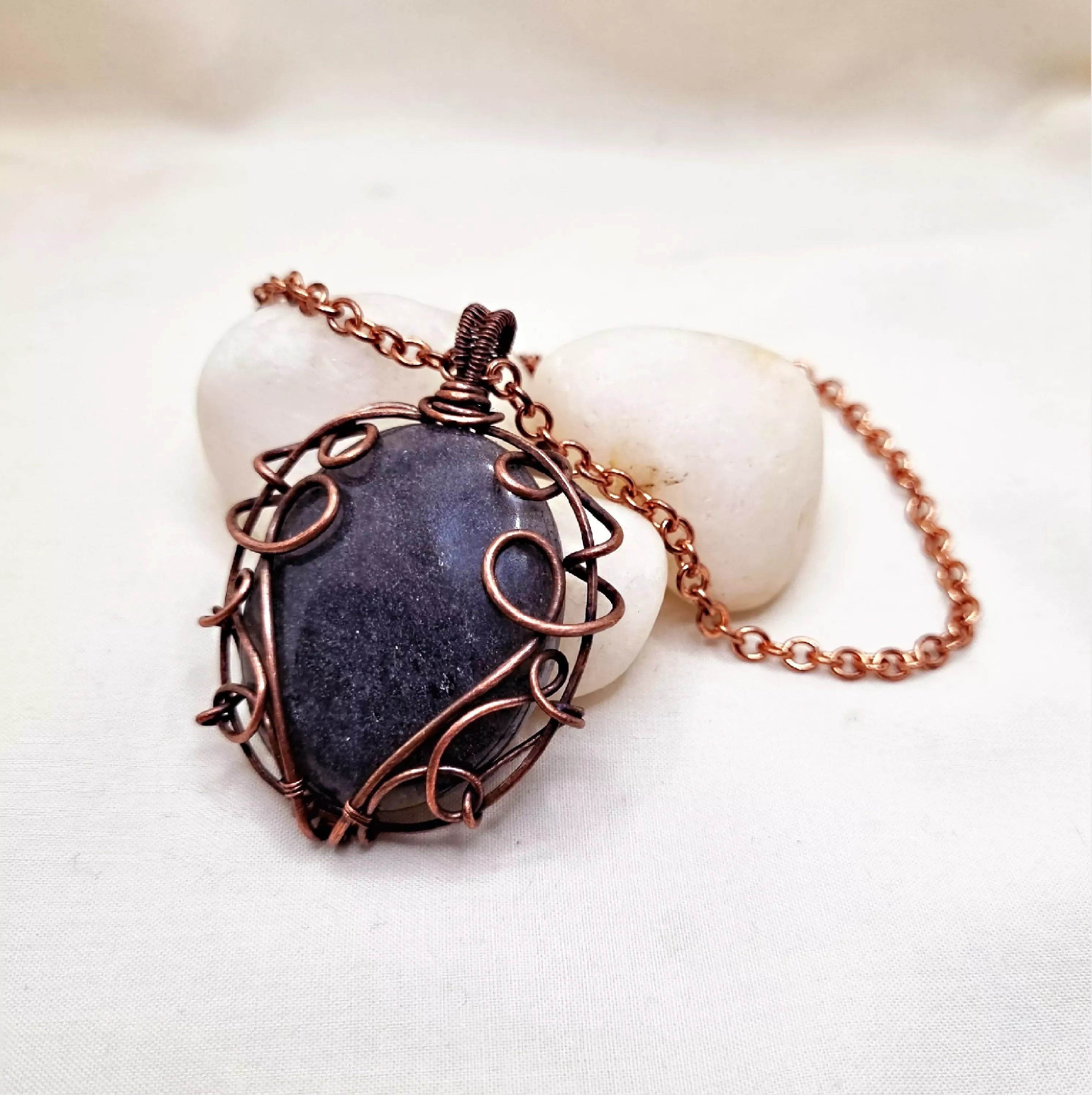 Slate Serenity ~ Grey Onyx and Copper Necklace