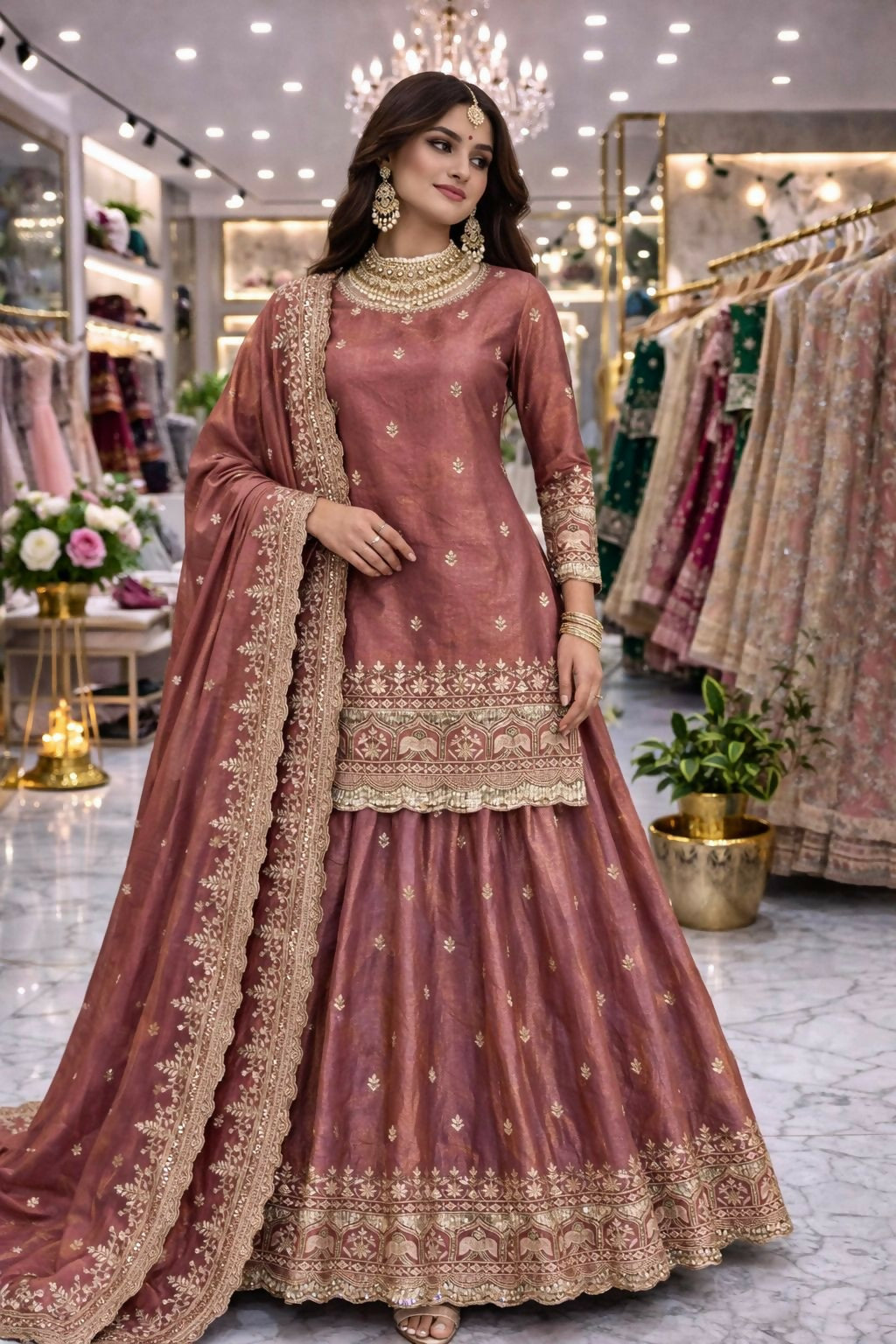 Designer Top with Lehenga & Dupatta Set