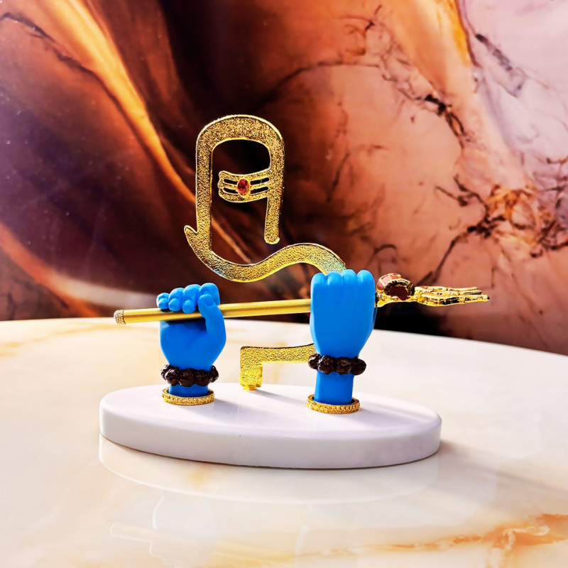 24K Gold-Plated Shivling & Trishul in Mahadev's Hand  Premium Pooja Essentials by Book Your Crafts1