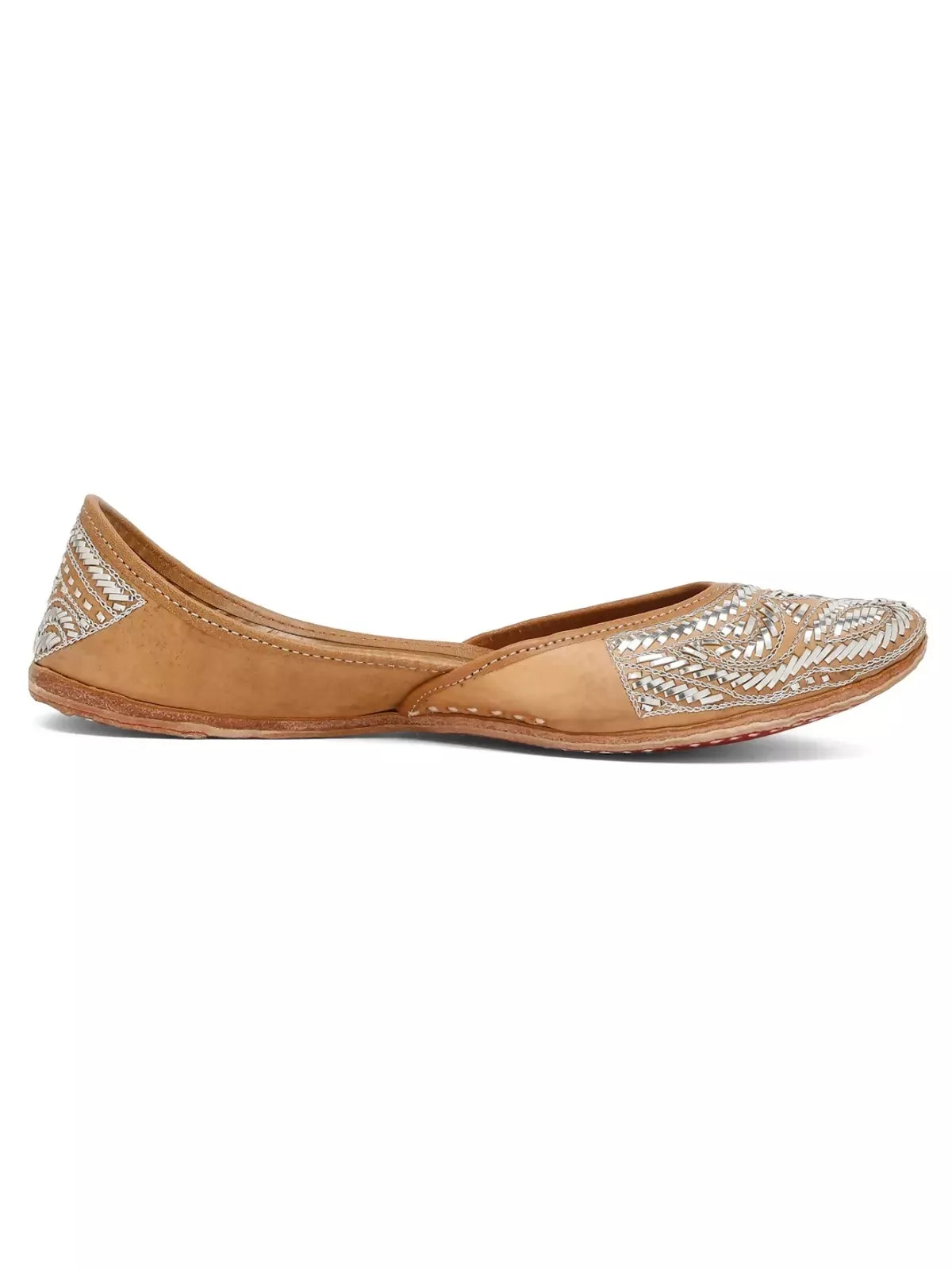 Brown Virasat Peacock Muqaish Handicrafted Jutti For Women