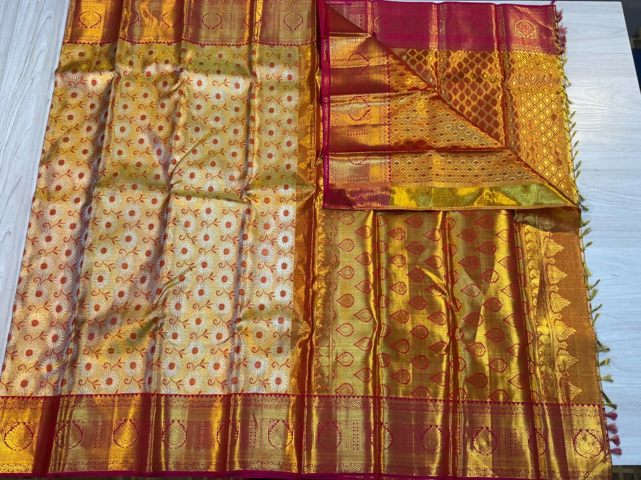 Gold Radiance Kanchi - Pure Handloom Kanchi Pattu Bridal Sarees