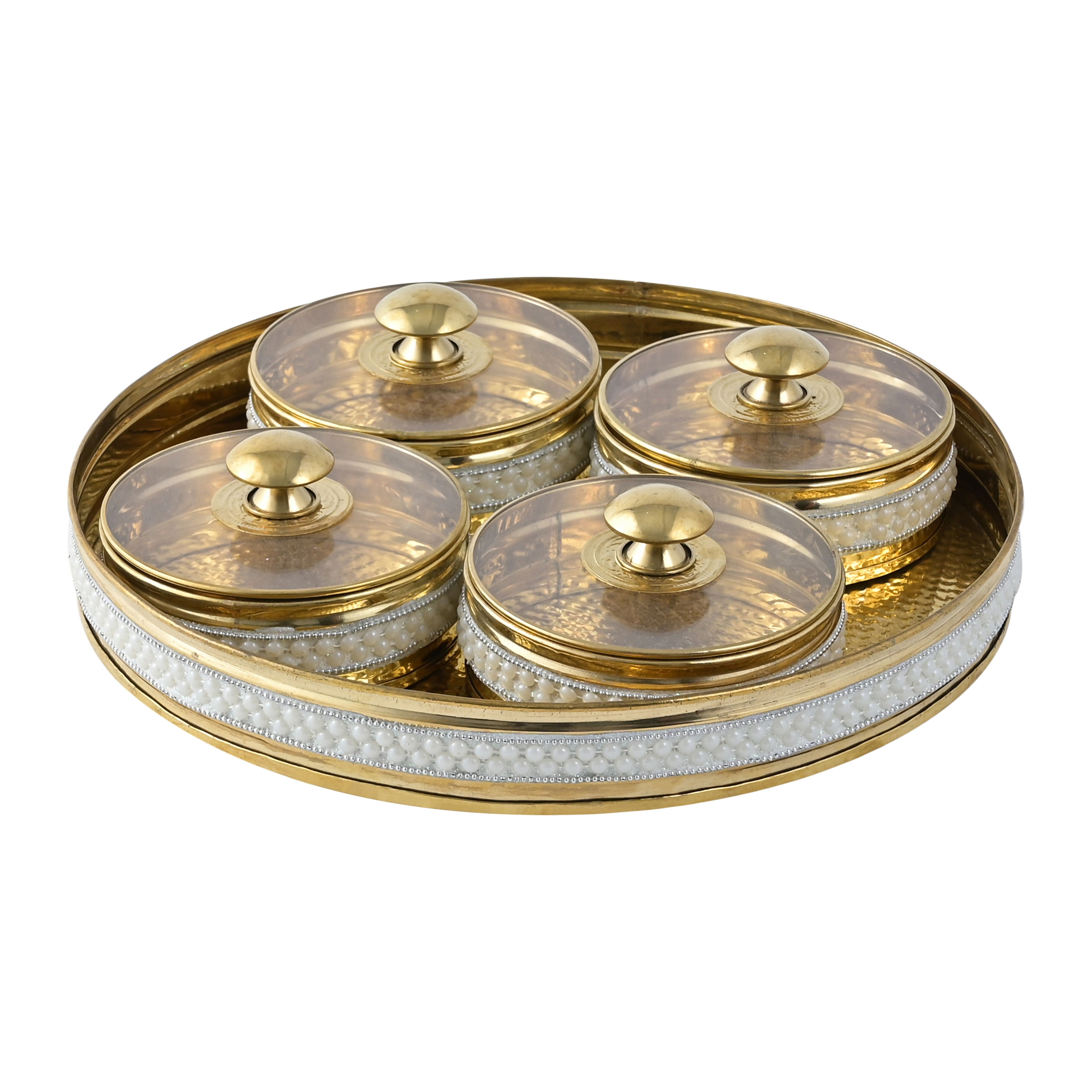 Brass Dry Fruit Box with Acrylic & Beads