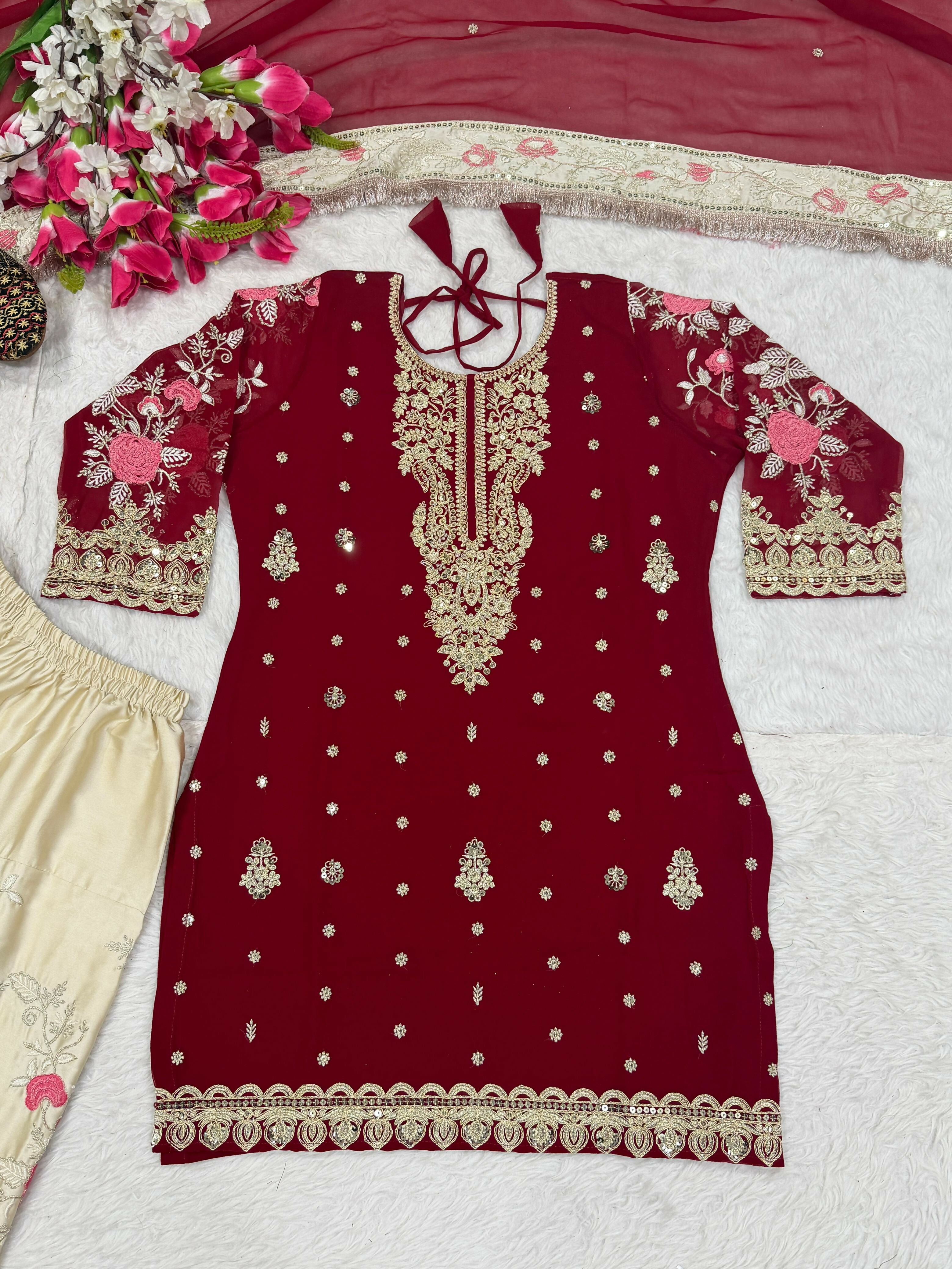 Designer Top with Patiyala Salwar & Dupatta Set