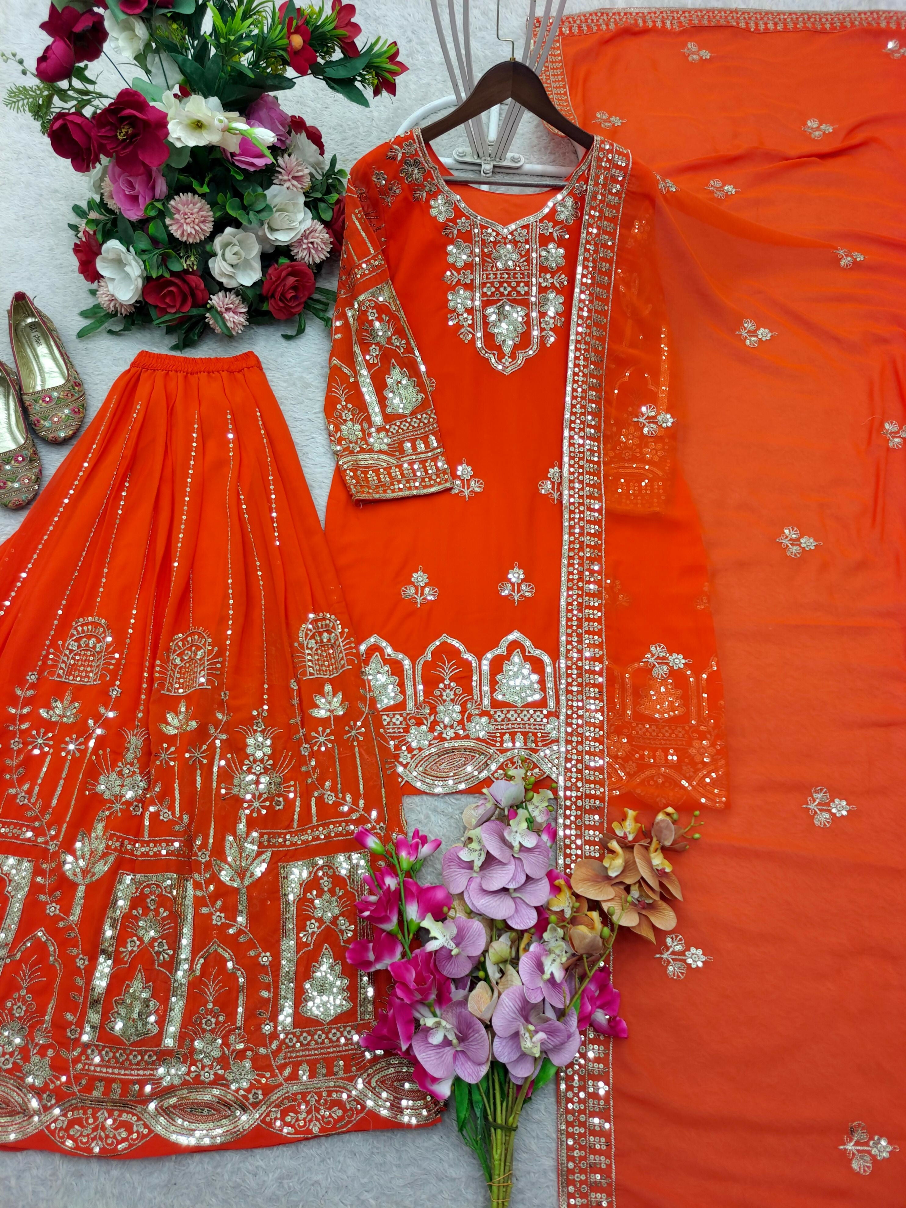 Designer Top Sharara & Dupatta Set