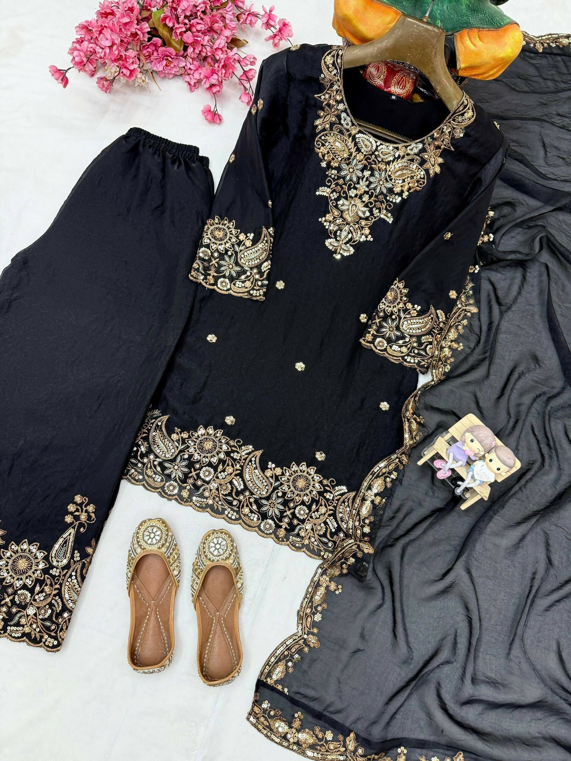 NC Moss Silk Kurti & Plazzo Set with Dupatta