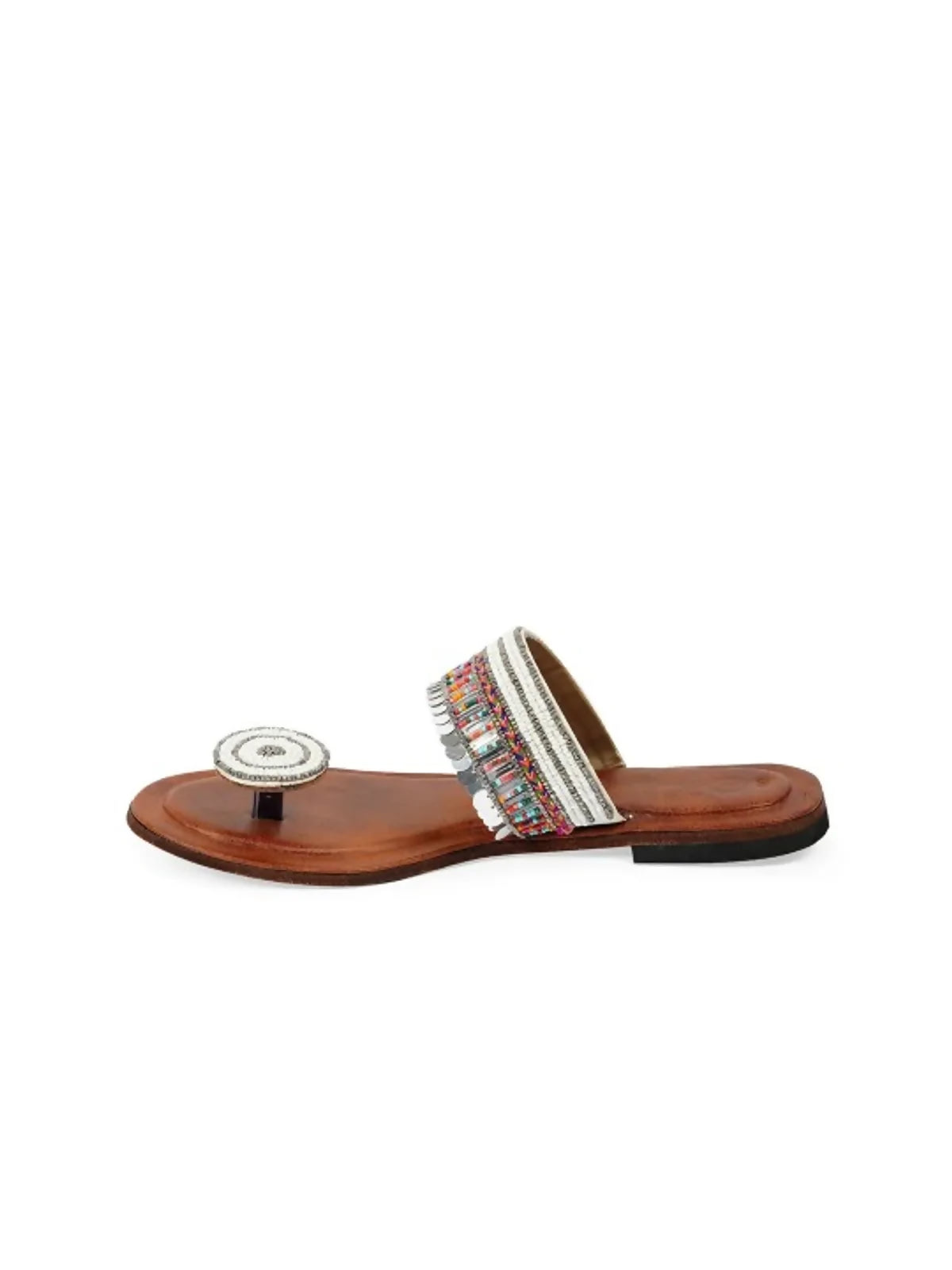 White Embellished Ballerinas Handcrafted Flats For Women