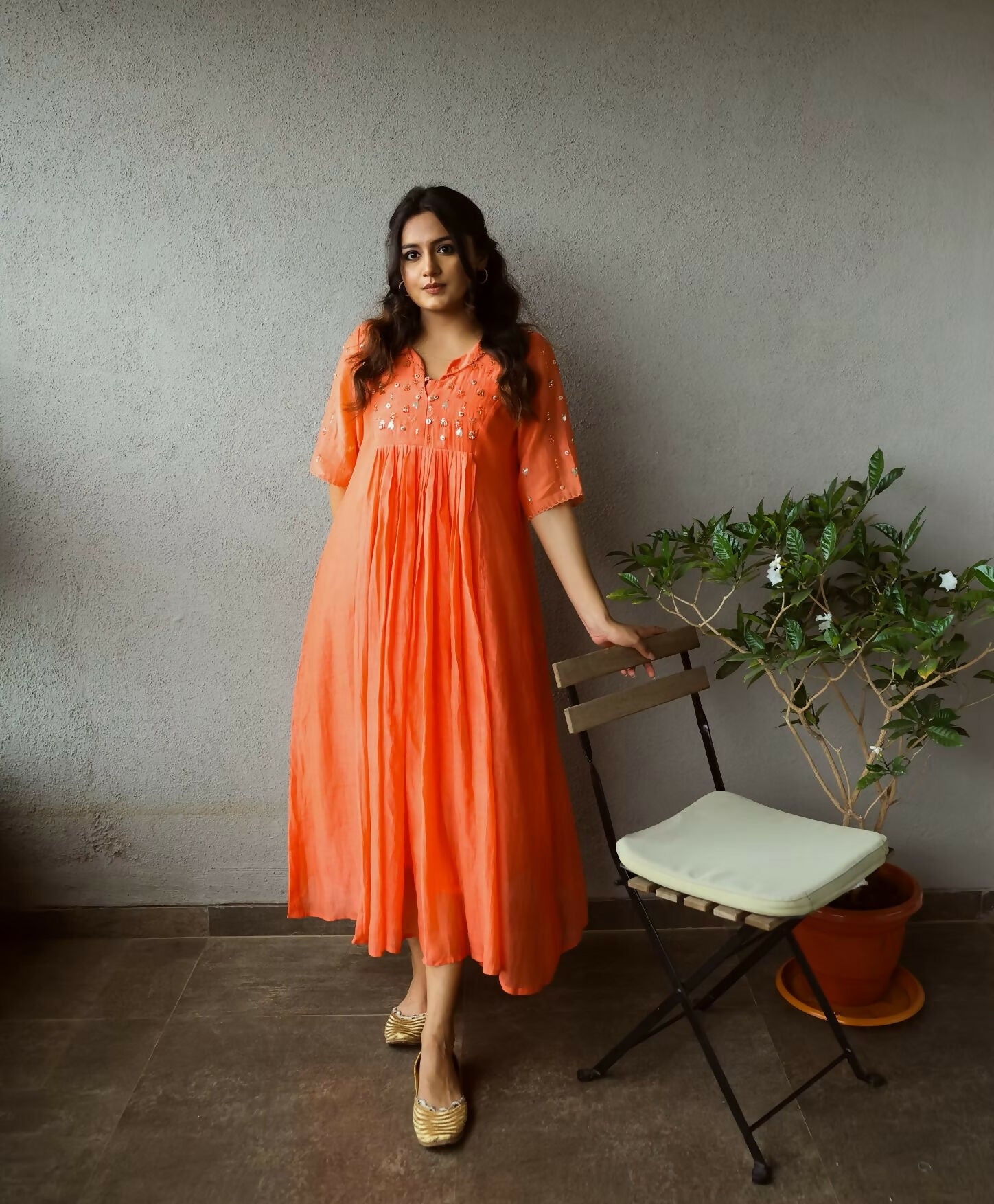 Gota-Work Mulchanderi Kurta Set