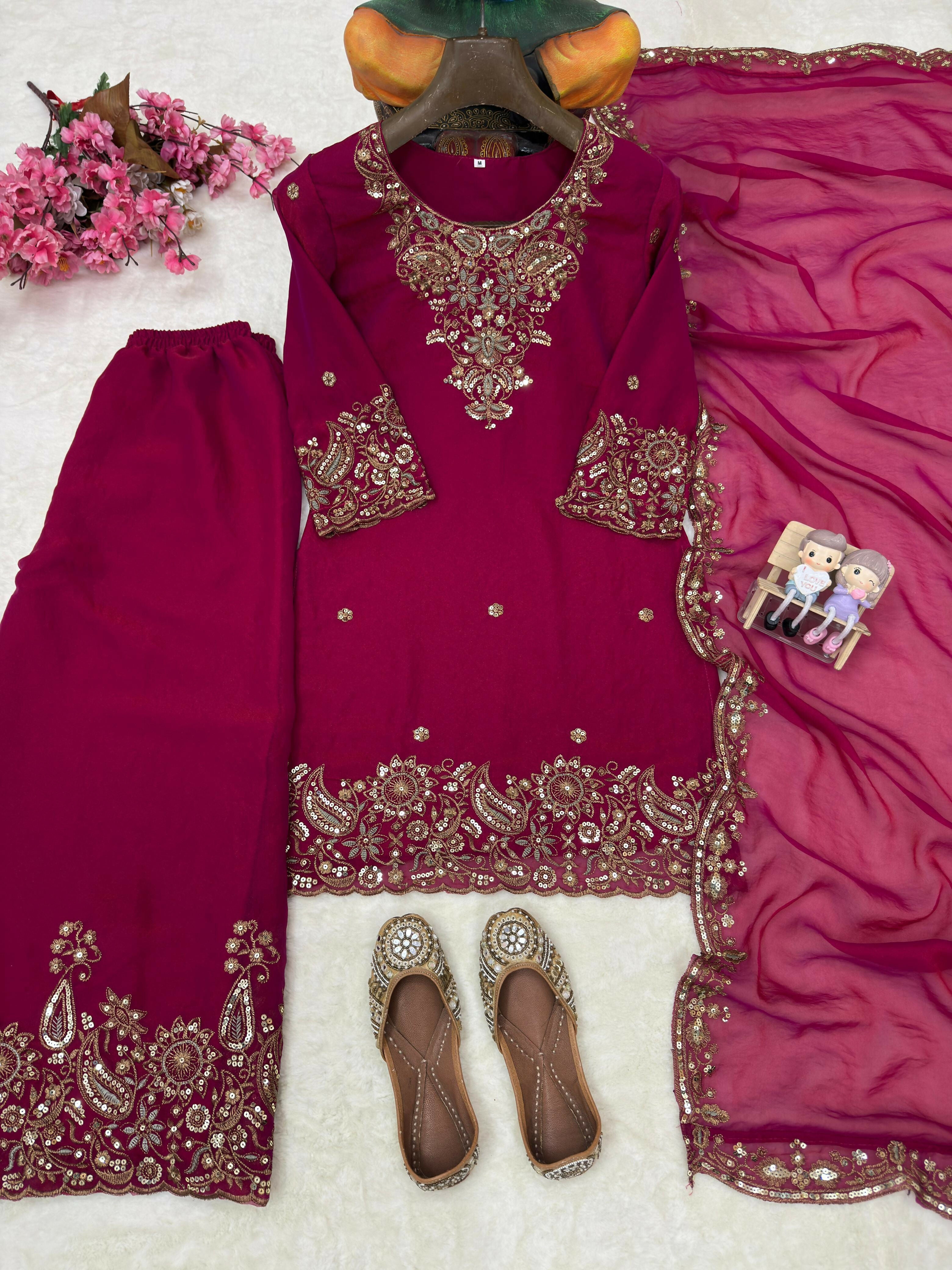NC Moss Silk Kurti & Plazzo Set with Dupatta