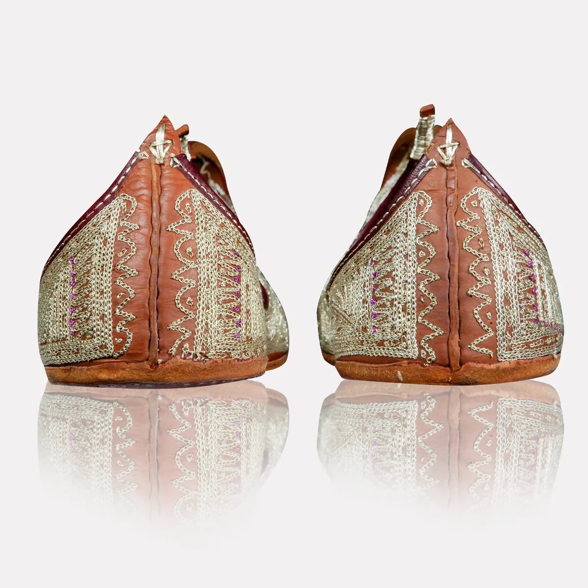 White & Gold Leather Handcrafted Mahori For Men