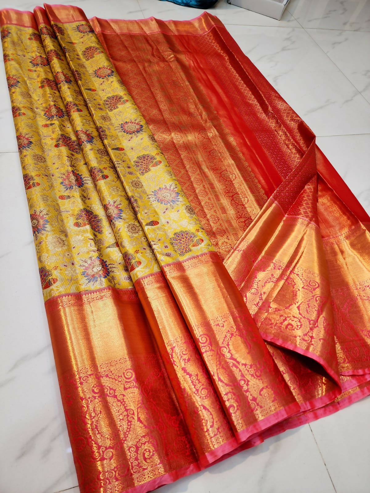 Soft Gold Kanchi - Semi-Tissue Kanchi Bridal Sarees