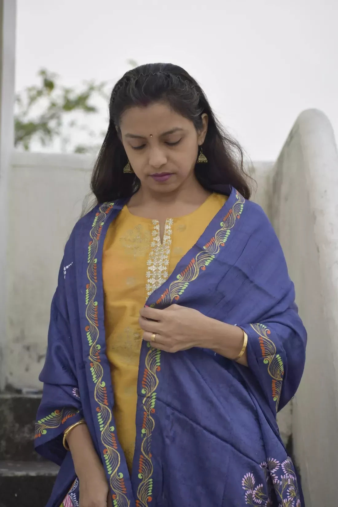 Raas Leela- Chrome Blue Premium Banana Silk Dupatta --Sustainably Fashionable.