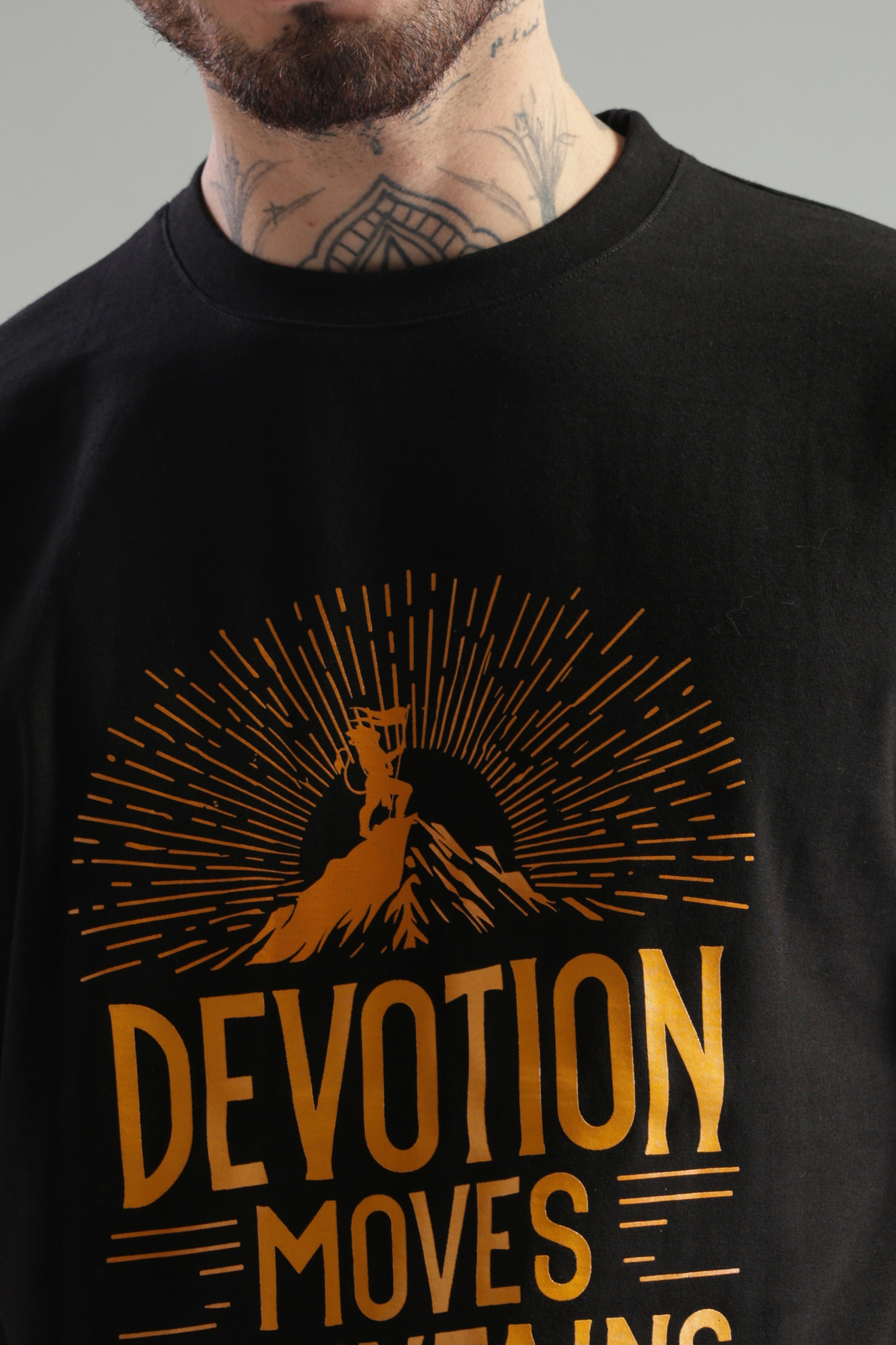 Devotion Moves Mountains T-Shirt – Strength Through Faith
