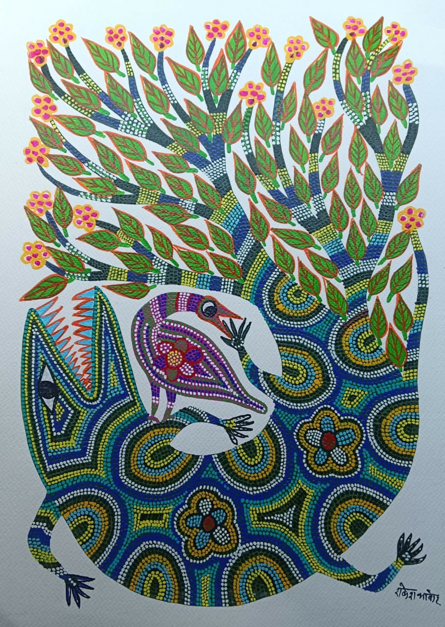 Mystic Animal Circle- Pithora Painting