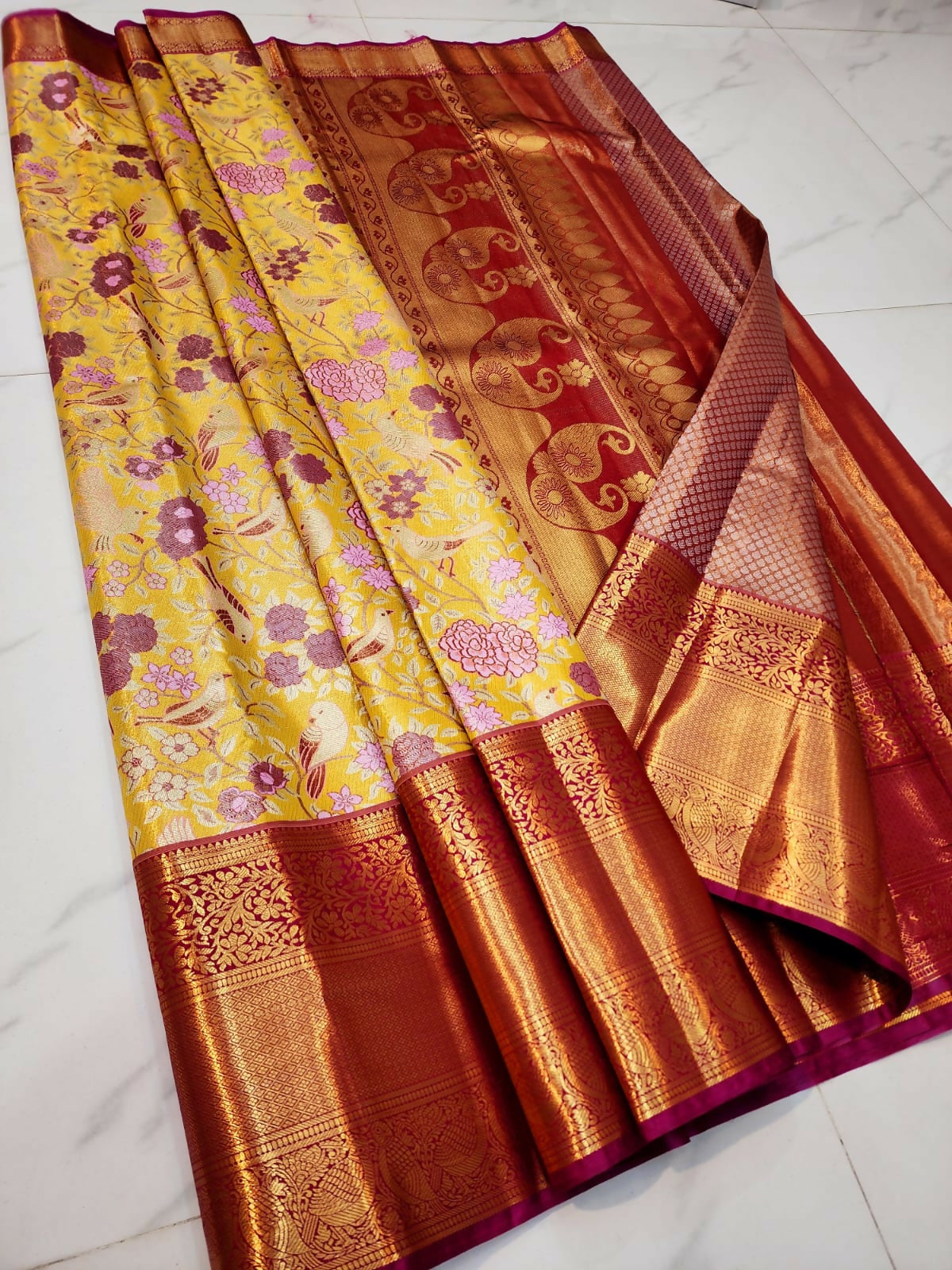Pooja Perfection - Semi-Tissue Kanchi Bridal Sarees